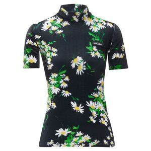 Richard Quinn daisy floral print velvet short sleeve top